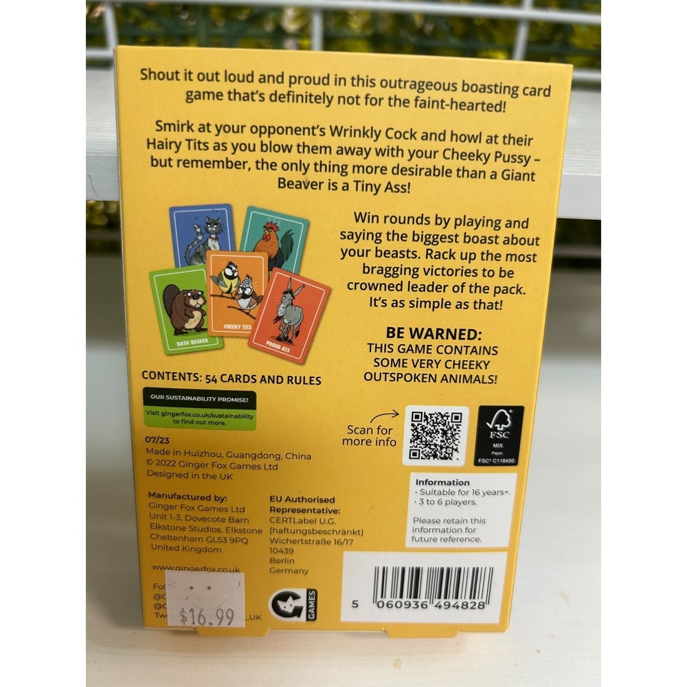 Giant Beaver Tiny Ass Card Game NOVELTY NIB For Ages 16+ - Picture 2 of 2